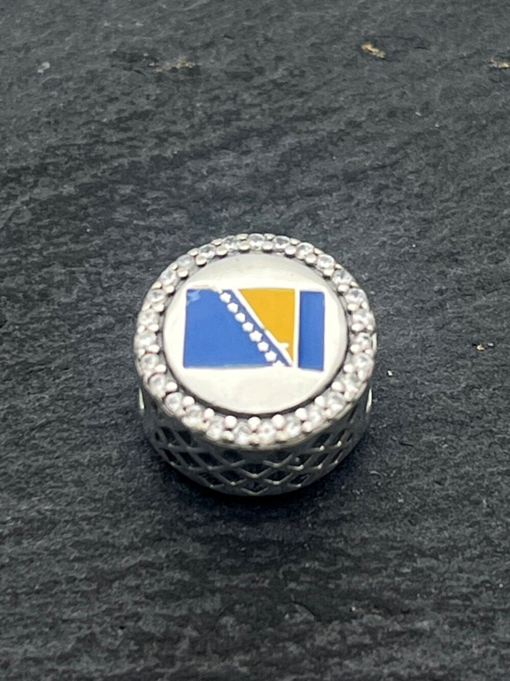Pandora Bosnia Flag Exclusive Charm Sterling Silver Bead Charm Jewelry